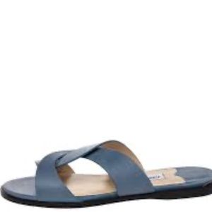 Jimmy Choo Atia Crisscross Leather Flat Slide Sandals Twisted Strap Size 36 / 6